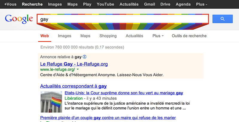 Google souligne le mois de la fierté gaie