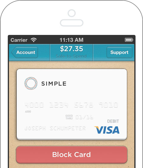 Simple Bank Banque Block Carte Crédit Visa