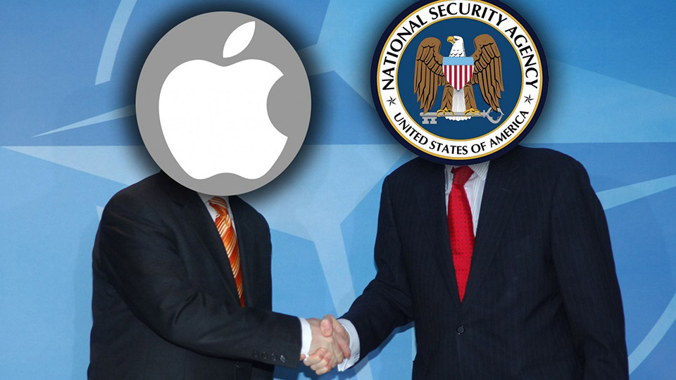 Reconstitution dramatique du partenariat entre Apple et la NSA, gracieuseté du site Occupy