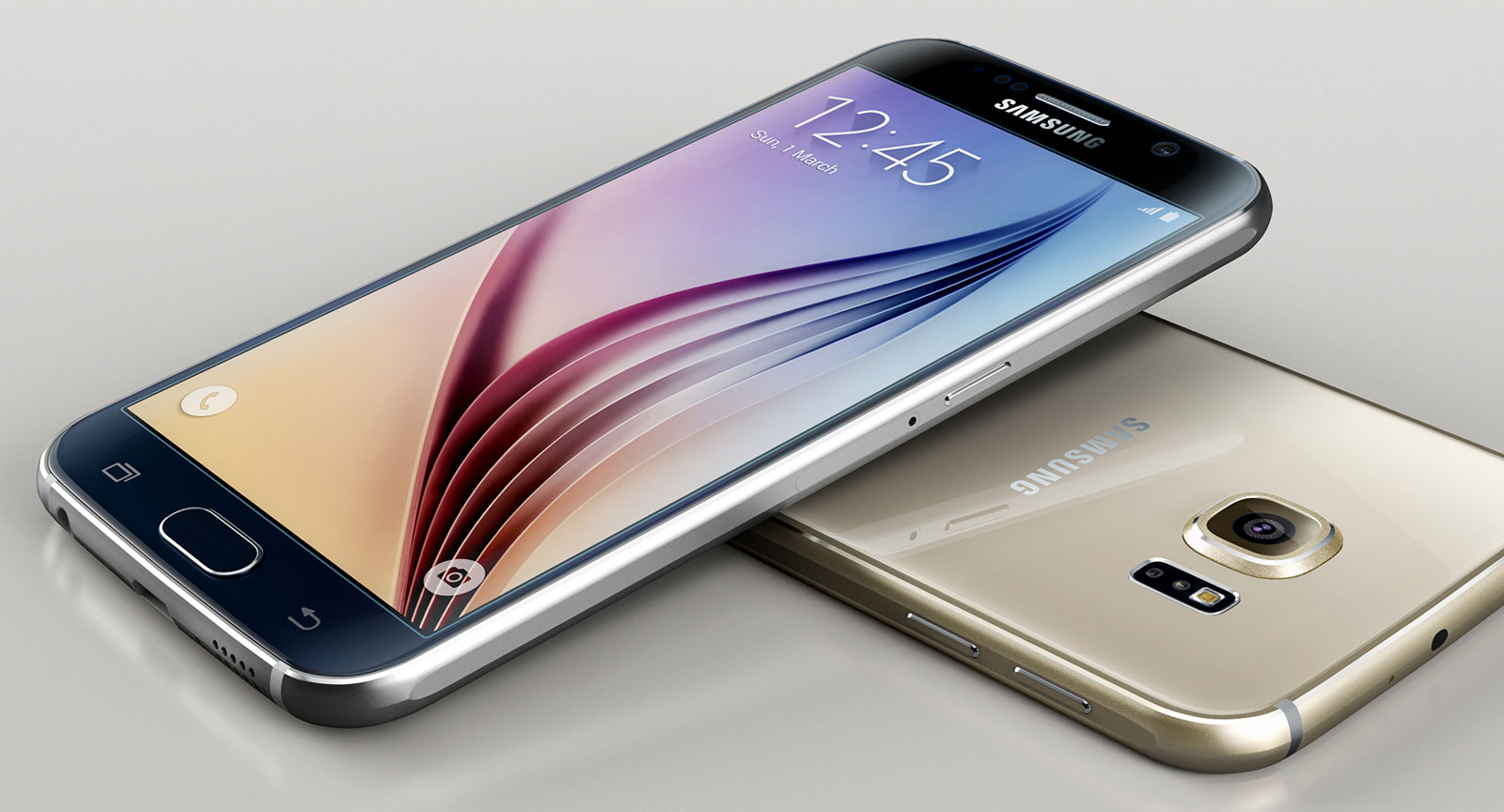 Le Galaxy S6 (ci-dessus) partage le même design que celui du Galaxy S6 Edge (en entête de l'article).