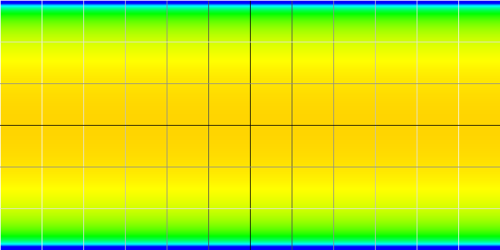 Une projection equirectangulaire. Plus c'est bleu, plus on retrouve de pixels. Les zones orangées offrent une image moins raffinée.