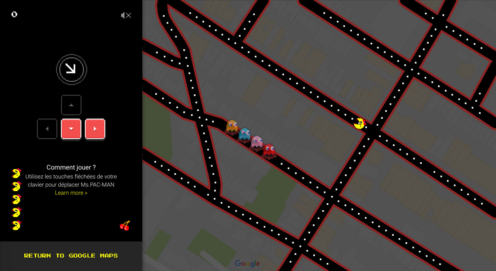 Un aperçu de Ms. Pac-Man au coin de la rue Saint-Denis et l'avenue Mont-Royal.