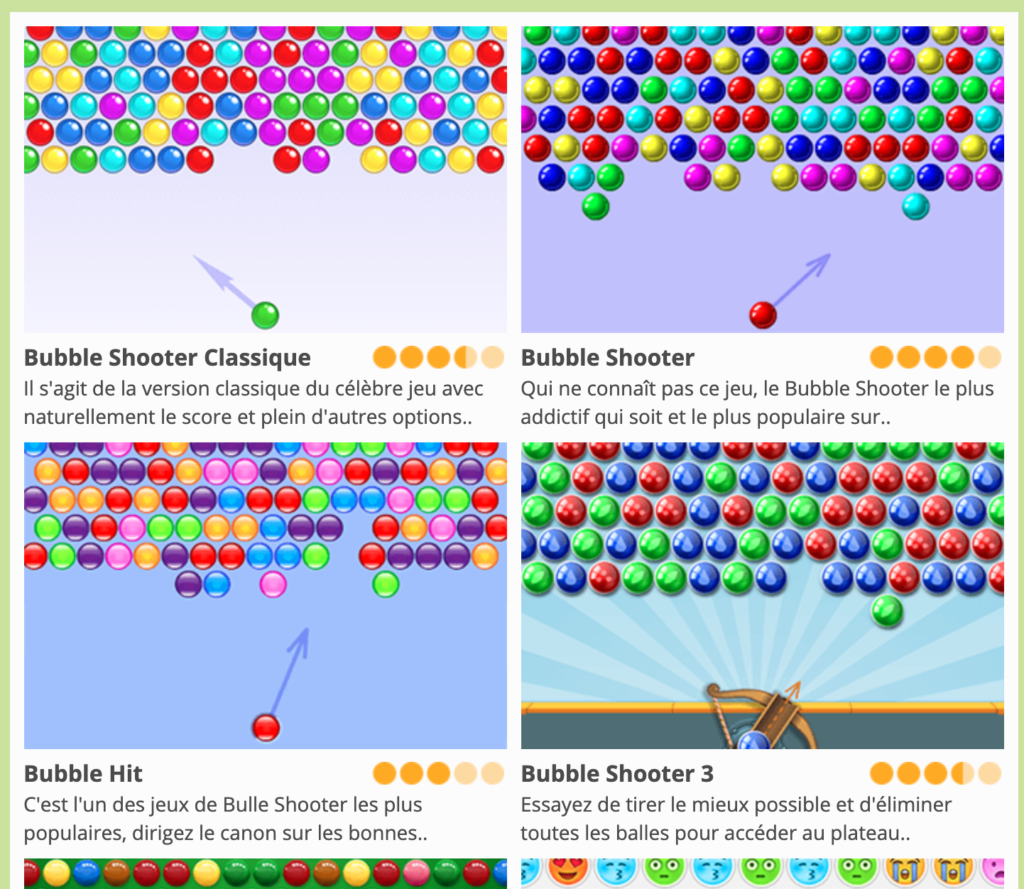 Quelques exemples de jeux sur BubbleShooterGratuit.fr