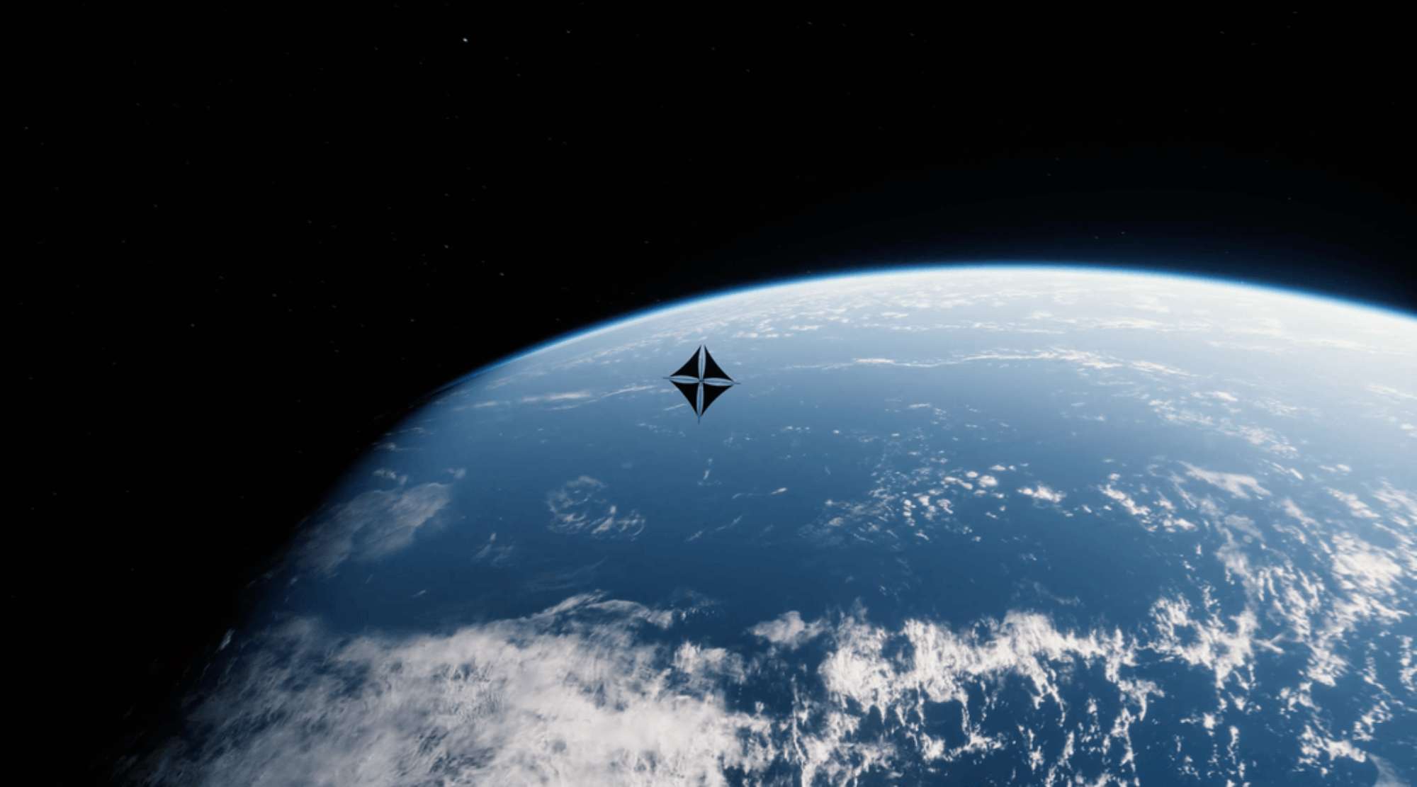 Représentation d’un miroir spatial en orbite au-dessus de la Terre.