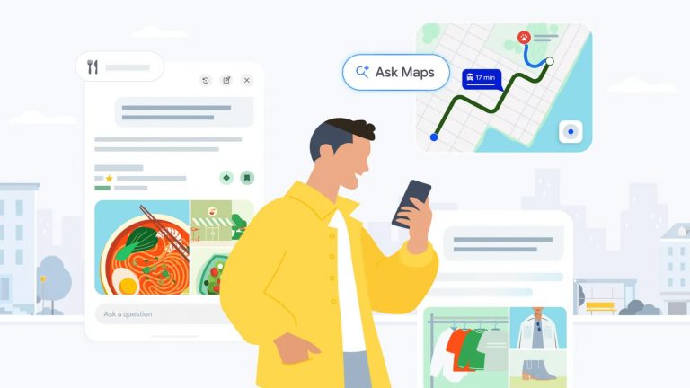 Illustration de Demander à Maps avec Gemini sur un téléphone intelligent