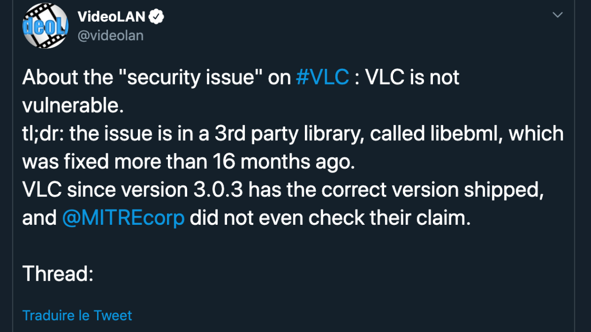 VLC : les développeurs démentent l'existence d'une faille de sécurité