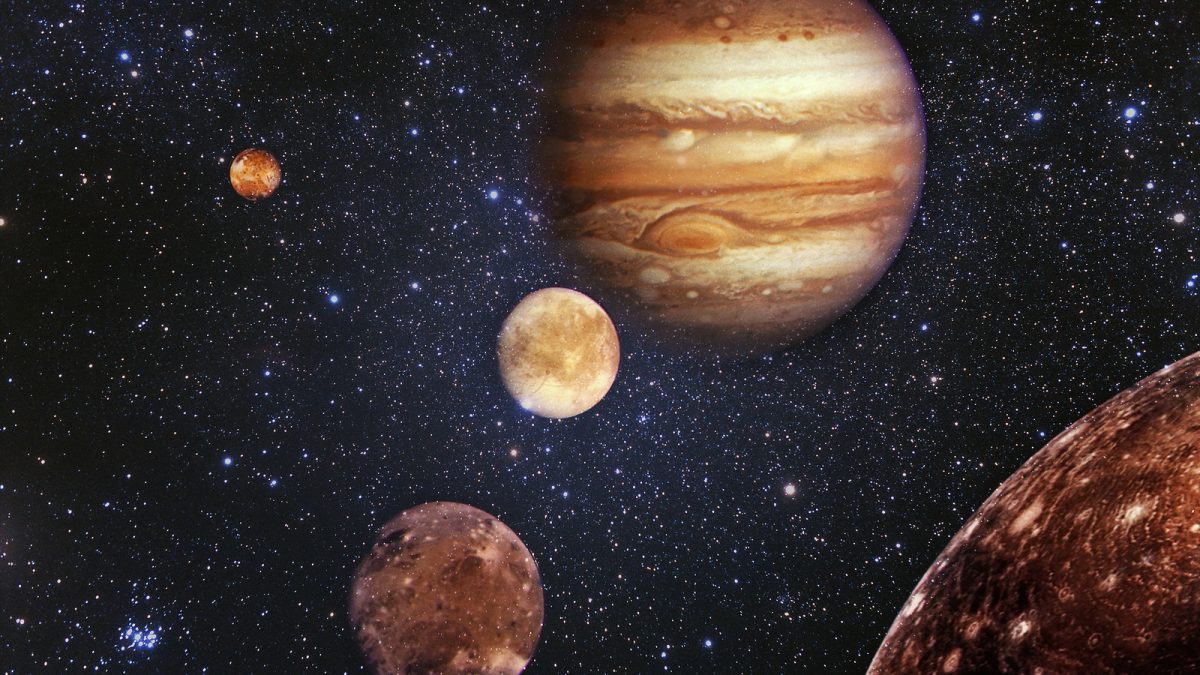 Jupiter et ses lunes visibles